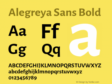 Alegreya Sans Bold Version 1.000;PS 001.000;hotconv 1.0.70;makeotf.lib2.5.58329 DEVELOPMENT; ttfautohint (v0.97) -l 8 -r 50 -G 200 -x 17 -f dflt -w G -W Font Sample