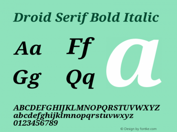 Droid Serif Bold Italic Version 1.00 build 112图片样张