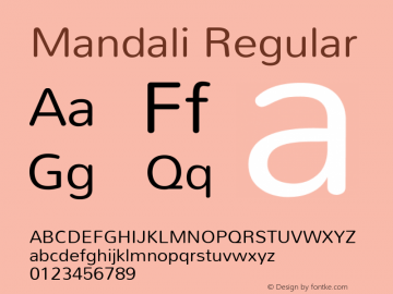 Mandali Regular Version 1.0.5; ttfautohint (v1.2.25-373a) -l 7 -r 28 -G 50 -x 13 -D telu -f latn -w G -X 