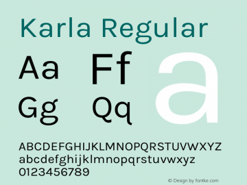 Karla Regular Version 1.000 Font Sample