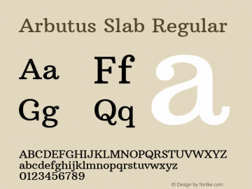 Arbutus Slab Regular Version 1.001; ttfautohint (v0.92) -l 10 -r 16 -G 200 -x 7 -w 