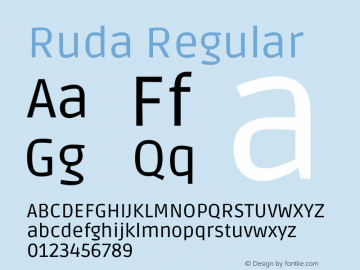 Ruda Regular Version 1.002 Font Sample