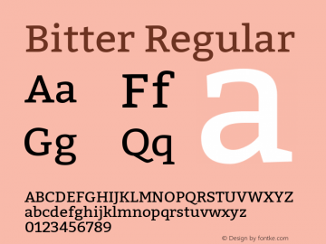 Bitter Regular Version 1.001 Font Sample