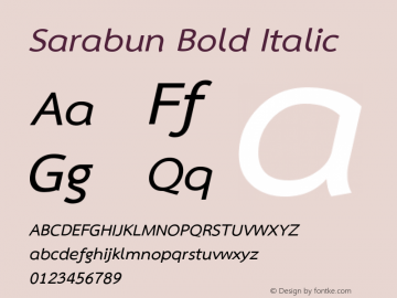 Sarabun Bold Italic Version 1.3.2 2013 Font Sample