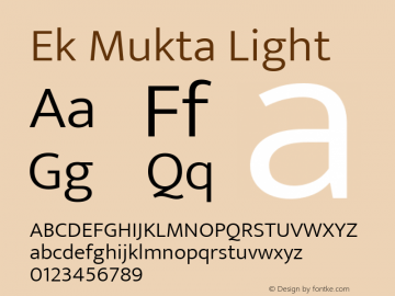Ek Mukta Light Version 1.2 Font Sample