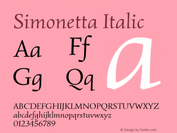 Simonetta Italic Version 1.001图片样张