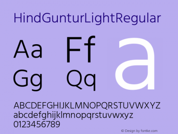 Hind Guntur Light Regular Version 1.000;PS 1.0;hotconv 1.0.86;makeotf.lib2.5.63406; ttfautohint (v1.4.1) Font Sample