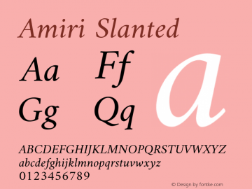 Amiri Slanted Version 000.107 Font Sample