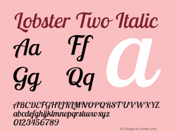 Lobster Two Italic Version 1.006 Font Sample