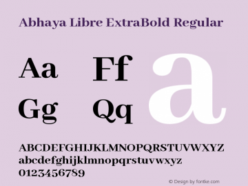Abhaya Libre ExtraBold Regular Version 1.030;PS 1.30;hotconv 1.0.81;makeotf.lib2.5.63406图片样张