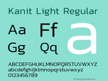 Kanit Light Regular Version 1.001 Font Sample