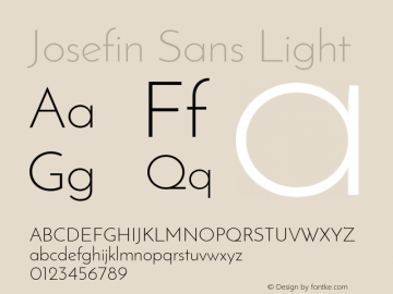 Josefin Sans Light Version 1.0 Font Sample