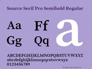 Source Serif Pro Semibold Regular Version 1.014;PS Version 1.0;hotconv 1.0.73;makeotf.lib2.5.5900 Font Sample