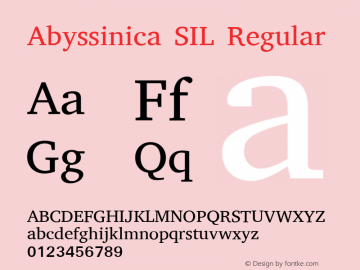 Abyssinica SIL Regular Version 1.500g Font Sample