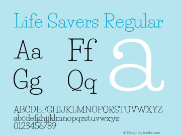 Life Savers Regular Version 3.000; ttfautohint (v0.95) -l 8 -r 50 -G 200 -x 14 -w 