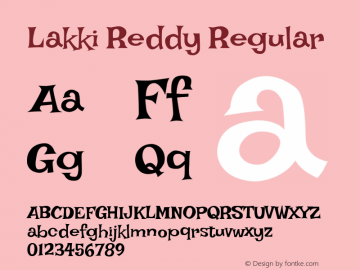Lakki Reddy Regular Version 1.0.4; ttfautohint (v1.2.42-39fb) Font Sample