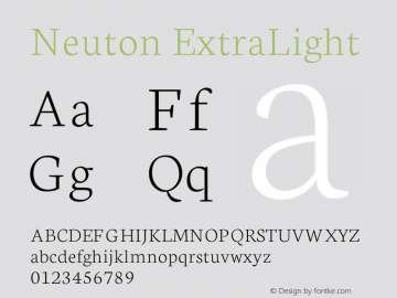 Neuton ExtraLight Version 1.4 Font Sample