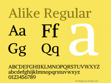 Alike Regular Version 1.212 Font Sample