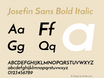 Josefin Sans Bold Italic Unknown Font Sample