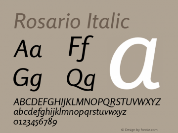 Rosario Italic Version 1.004 Font Sample