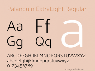 Palanquin ExtraLight Regular Version 1.000 Font Sample