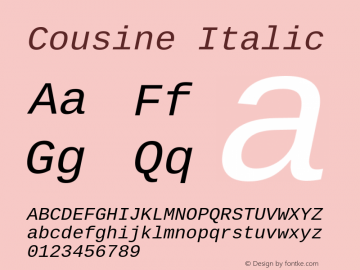 Cousine Italic Version 1.21 Font Sample