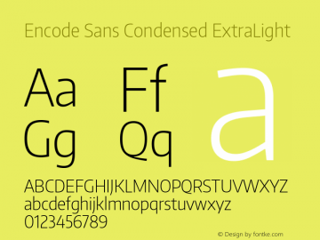 Encode Sans Condensed ExtraLight Version 1.000; ttfautohint (v1.00) -l 8 -r 50 -G 200 -x 14 -D latn -f none -w G图片样张