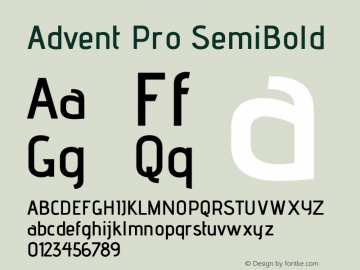 Advent Pro SemiBold Version 2.003 Font Sample