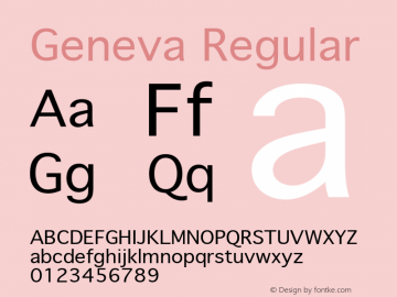 Geneva Regular Macromedia Fontographer 4.1.5 17/5/97 Font Sample