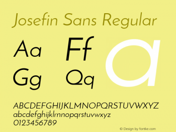 Josefin Sans Regular Unknown Font Sample