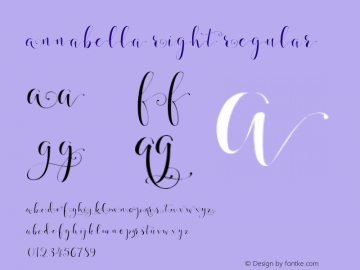 Annabella Right Regular Version 1.0 Font Sample