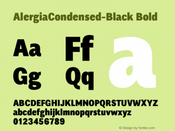 AlergiaCondensed-Black Bold Version 1.0 Font Sample