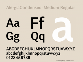 AlergiaCondensed-Medium Regular Version 1.0 Font Sample