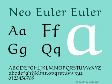 Neo Euler Euler Version 000.002 Font Sample