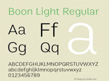 Boon Light Regular Version 2.0图片样张