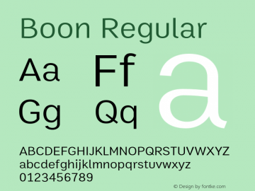 Boon Regular Version 2.0 Font Sample