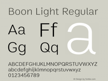 Boon Light Regular Version 2.0 Font Sample