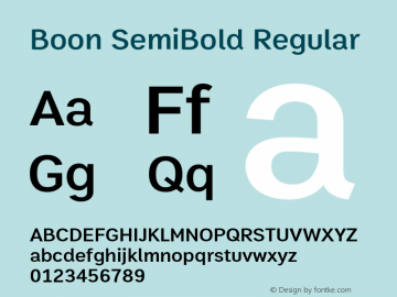Boon SemiBold Regular Version 2.0 Font Sample