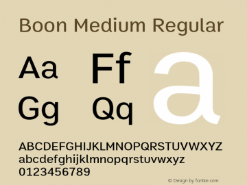 Boon Medium Regular Version 2.0 Font Sample
