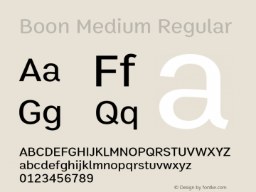 Boon Medium Regular Version 2.0 Font Sample