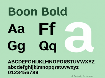 Boon Bold Version 2.0 Font Sample