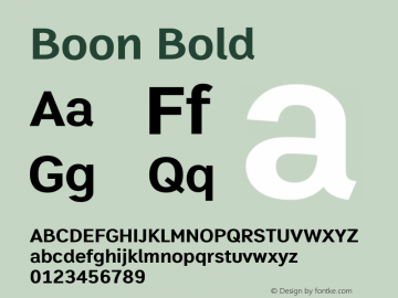 Boon Bold Version 2.0 Font Sample