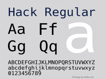 Hack Regular Version 2.020; ttfautohint (v1.5) -l 4 -r 80 -G 350 -x 0 -H 181 -D latn -f latn -m 