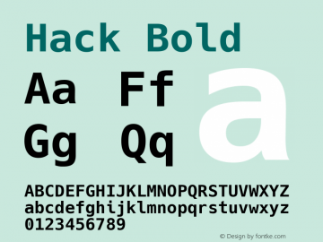 Hack Bold Version 2.020; ttfautohint (v1.5) -l 4 -r 80 -G 350 -x 0 -H 260 -D latn -f latn -m 