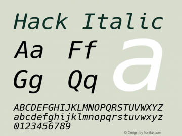 Hack Italic Version 2.020; ttfautohint (v1.5) -l 4 -r 80 -G 350 -x 0 -H 145 -D latn -f latn -w G -W -t -X 