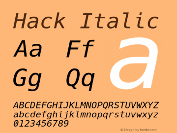 Hack Italic Version 2.020 Font Sample