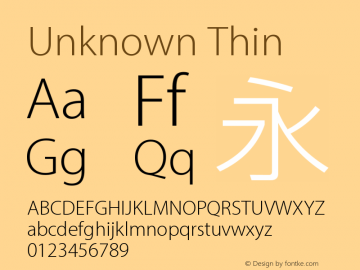 Unknown Thin Version 1.0 Font Sample