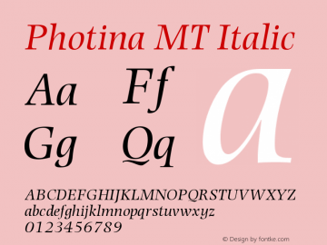 Photina MT Italic Version 001.003图片样张