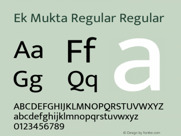 Ek Mukta Regular Regular Version 2.031;PS 1.001;hotconv 1.0.88;makeotf.lib2.5.647800 Font Sample