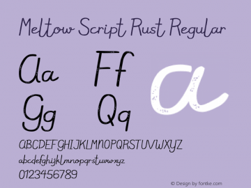 Meltow Script Rust Regular Version 1.000 Font Sample